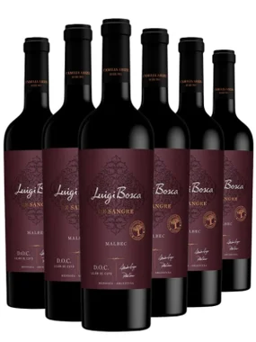 Vinho Luigi Bosca Tinto Seco Argentina de Sangre D.o.c Malbec 750ml - 6 Unidades