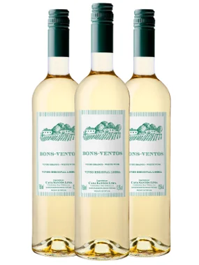 Vinho Casa Santos Lima Branco Seco Portugal Bons Ventos Arinto 750ml - 3 Unidades