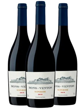 Vinho Casa Santos Lima Tinto Seco Portugal Bons Ventos Superior Cabernet Sauvignon, Syrah, Touriga Nacional 750ml - 3 Unidades