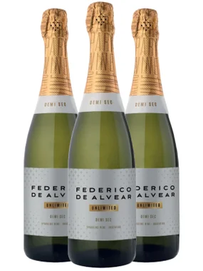 Espumante Federico de Alvear Branco Demi Sec Argentina Chenin Blanc, Pedro Gimenez, Torrontés 750ml - 3 Unidades