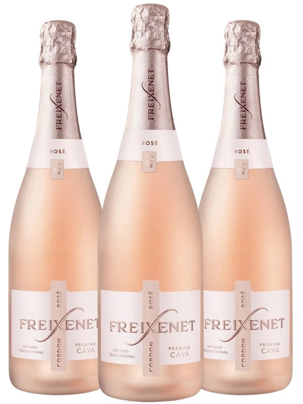 Kit 3 Garrafas Espumante Freixenet Córdon Rosado Brut 750 mL