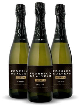Espumante Federico de Alvear Branco Extra Brut Argentina Chenin Blanc, Pedro Gimenez, Torrontés 750ml - 3 Unidades