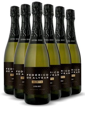 Espumante Federico de Alvear Branco Extra Brut Argentina Chenin Blanc, Pedro Gimenez, Torrontés 750ml - 6 Unidades