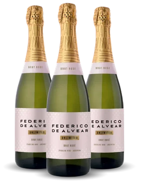 Espumante Federico de Alvear Rosé Brut Argentina Chardonnay, Malbec 750ml - 3 Unidades