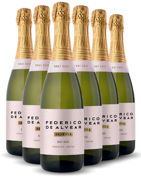 Espumante Federico de Alvear Rosé Brut Argentina Chardonnay, Malbec 750ml - 6 Unidades