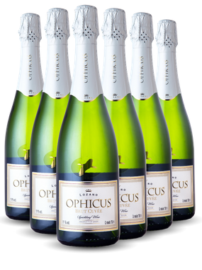 Espumante Bodegas Lozano Branco Brut Espanha Ophicus Airén, Sauvignon Blanc, Verdejo 750ml - 6 Unidades