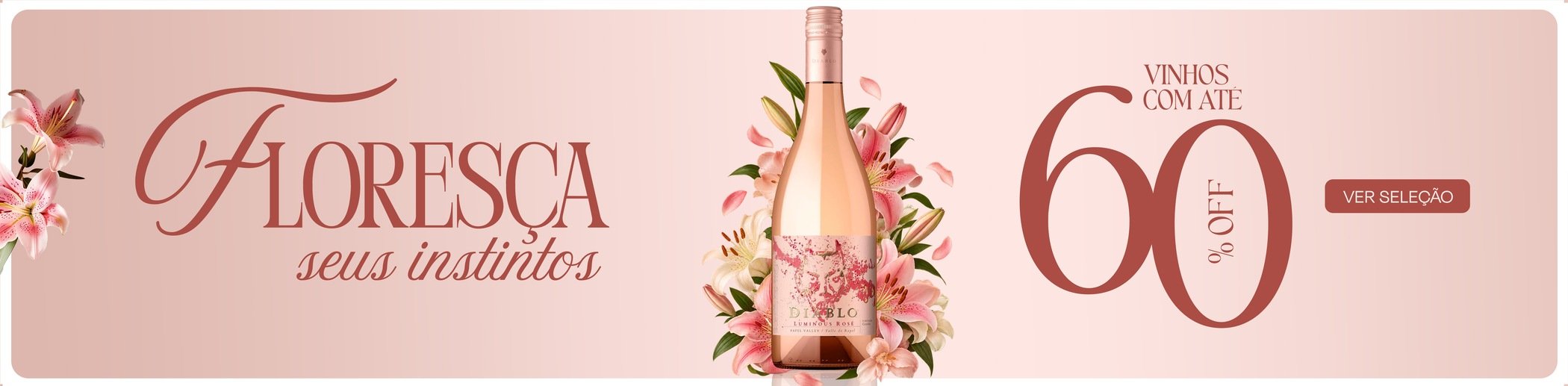 Banner Primavera Cia do Vinho: vinhos leves com até 60% de desconto