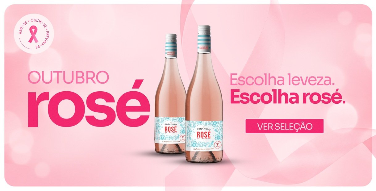 Banner fixo Outubro Rosé da Cia do Vinho · vinhos rosés com desconto o mês todo